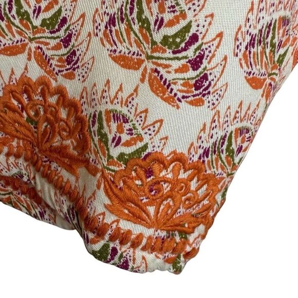 Rock Flower Paper Ivory and Deep Coral Embroidered Top Size L Bohemian - Picture 5 of 14